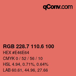 カラーコード: RGB 228.7 110.6 100 | qconv.com