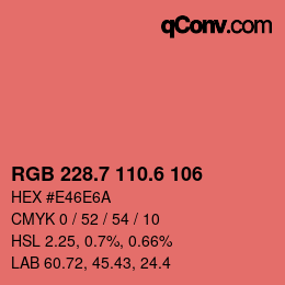 カラーコード: RGB 228.7 110.6 106 | qconv.com
