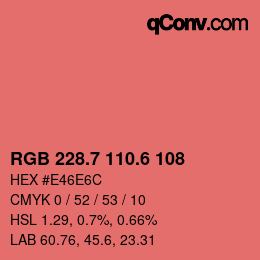 カラーコード: RGB 228.7 110.6 108 | qconv.com