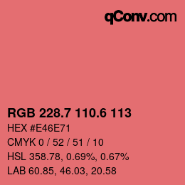 カラーコード: RGB 228.7 110.6 113 | qconv.com