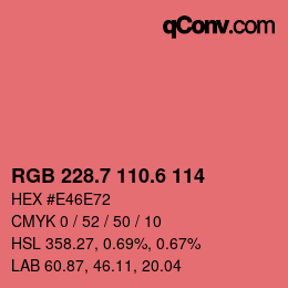 カラーコード: RGB 228.7 110.6 114 | qconv.com