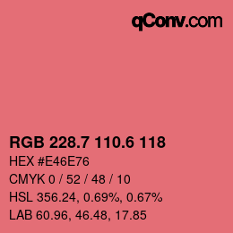 カラーコード: RGB 228.7 110.6 118 | qconv.com