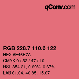 カラーコード: RGB 228.7 110.6 122 | qconv.com