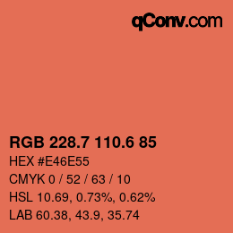 カラーコード: RGB 228.7 110.6 85 | qconv.com