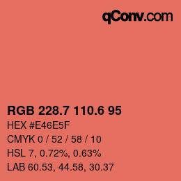 カラーコード: RGB 228.7 110.6 95 | qconv.com