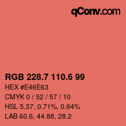 カラーコード: RGB 228.7 110.6 99 | qconv.com