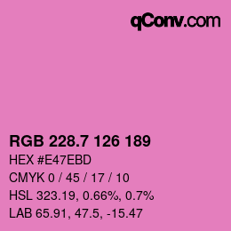 カラーコード: RGB 228.7 126 189 | qconv.com