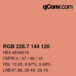 カラーコード: RGB 228.7 144 120 | qconv.com