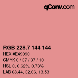 カラーコード: RGB 228.7 144 144 | qconv.com
