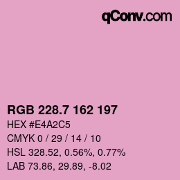 カラーコード: RGB 228.7 162 197 | qconv.com