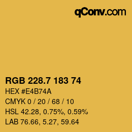 カラーコード: RGB 228.7 183 74 | qconv.com