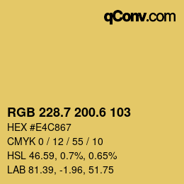 カラーコード: RGB 228.7 200.6 103 | qconv.com