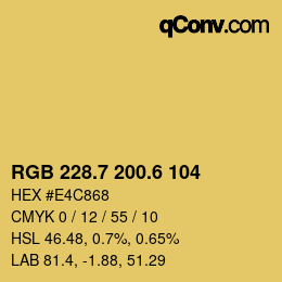 カラーコード: RGB 228.7 200.6 104 | qconv.com
