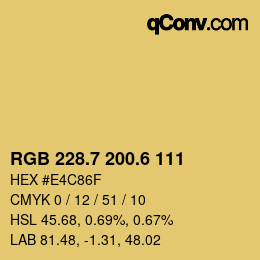 カラーコード: RGB 228.7 200.6 111 | qconv.com