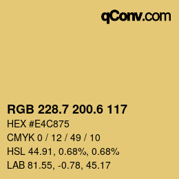 カラーコード: RGB 228.7 200.6 117 | qconv.com
