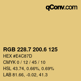 カラーコード: RGB 228.7 200.6 125 | qconv.com