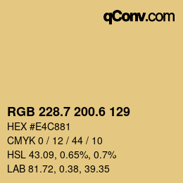 カラーコード: RGB 228.7 200.6 129 | qconv.com