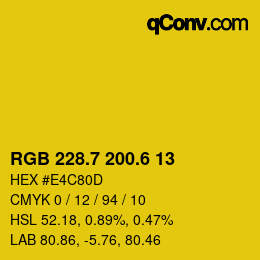 カラーコード: RGB 228.7 200.6 13 | qconv.com