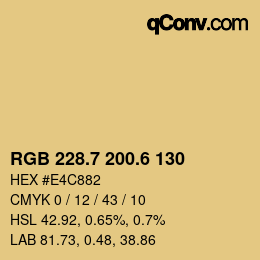 カラーコード: RGB 228.7 200.6 130 | qconv.com