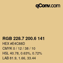 カラーコード: RGB 228.7 200.6 141 | qconv.com