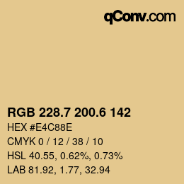 カラーコード: RGB 228.7 200.6 142 | qconv.com