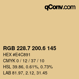 カラーコード: RGB 228.7 200.6 145 | qconv.com