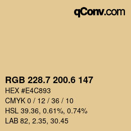 カラーコード: RGB 228.7 200.6 147 | qconv.com