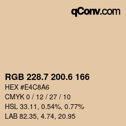 カラーコード: RGB 228.7 200.6 166 | qconv.com