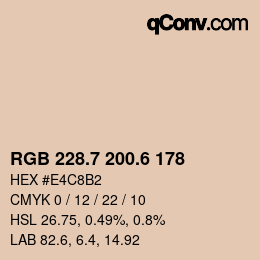 カラーコード: RGB 228.7 200.6 178 | qconv.com
