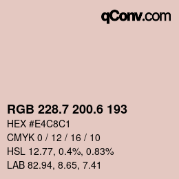 カラーコード: RGB 228.7 200.6 193 | qconv.com