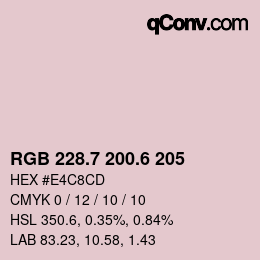 カラーコード: RGB 228.7 200.6 205 | qconv.com
