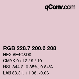 カラーコード: RGB 228.7 200.6 208 | qconv.com