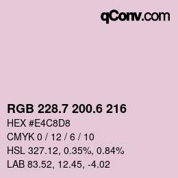 カラーコード: RGB 228.7 200.6 216 | qconv.com
