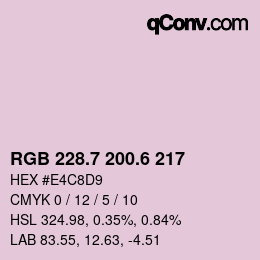 カラーコード: RGB 228.7 200.6 217 | qconv.com