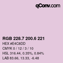 カラーコード: RGB 228.7 200.6 221 | qconv.com
