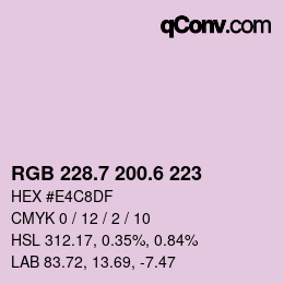カラーコード: RGB 228.7 200.6 223 | qconv.com