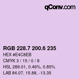 カラーコード: RGB 228.7 200.6 235 | qconv.com