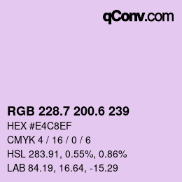 カラーコード: RGB 228.7 200.6 239 | qconv.com
