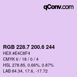 カラーコード: RGB 228.7 200.6 244 | qconv.com