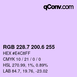 カラーコード: RGB 228.7 200.6 255 | qconv.com