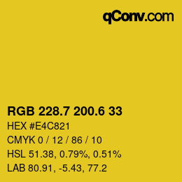 カラーコード: RGB 228.7 200.6 33 | qconv.com
