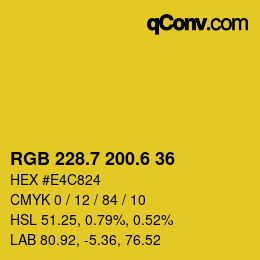 カラーコード: RGB 228.7 200.6 36 | qconv.com
