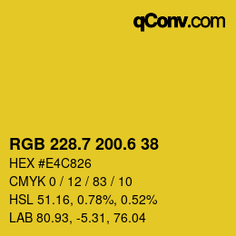 カラーコード: RGB 228.7 200.6 38 | qconv.com