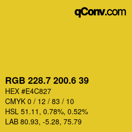 カラーコード: RGB 228.7 200.6 39 | qconv.com