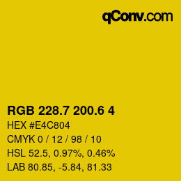 カラーコード: RGB 228.7 200.6 4 | qconv.com