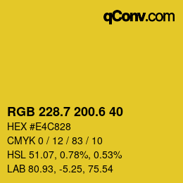 カラーコード: RGB 228.7 200.6 40 | qconv.com