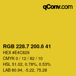 カラーコード: RGB 228.7 200.6 41 | qconv.com