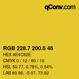 カラーコード: RGB 228.7 200.6 46 | qconv.com