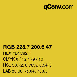カラーコード: RGB 228.7 200.6 47 | qconv.com
