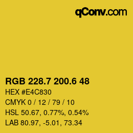 カラーコード: RGB 228.7 200.6 48 | qconv.com